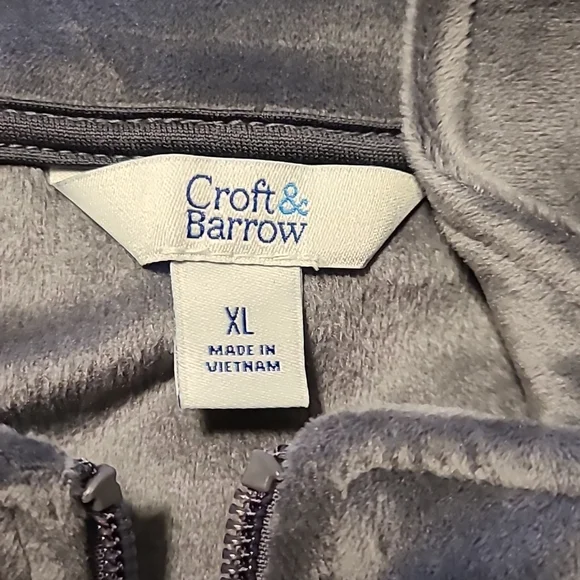 CROFT & BARROW WOMENS PLUS SIZE LUSH VELOUR 1/4 ZIP JACKET SIZE XL GRAY - Picture 3 of 9